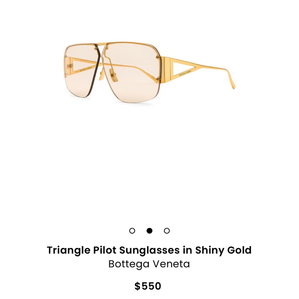 Bottega Veneta gold triangle pilot sunglasses w/box, used very good condition